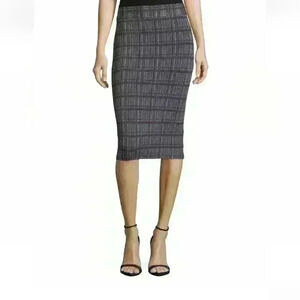 BCBGMaxAzria Women's Leger-Plaid Knit Cool Grey Pencil Skirt, Size XS, NWT; $198